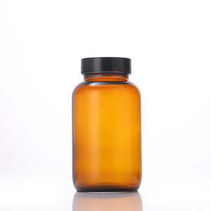 400ml Amber Glass Jars Smoothed Lid Bamboo Base Plastic Cap GS-A400 Model Silk Screen Printed for <b>Skin</b> Care Cream 30g/50g/100g - Product Image 1