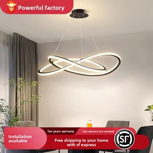 Lampadario Moderno Semplice in Alluminio, Altezza Regolabile, Lampada a Sospensione Creativa ad Anello per Protezione degli Occhi, per Ristorante, Soggiorno, Camera da Letto - Product Image 2