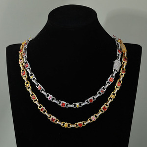 Collar de Plata de Ley 925 Chapado en Oro de 18K con Diamantes de Moissanita Multicolor VVS, Estilo Hip Hop, con Incrustaciones de Diamantes, Pasa la Prueba del Diamante, Superventas - Product Image 4