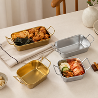 Plateau à collation de style luxe léger en acier inoxydable haut de gamme, résistant à la rouille, de qualité alimentaire, compatible lave-vaisselle, boîte à poulet frit de style coréen