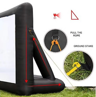 Nouvel écran de projection gonflable extérieur grand format 14-30 pieds, tissu nylon imperméable, format 16:9, conception pliable rapide pour événements de grande envergure