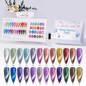 عسل فتاة علامة تجارية خاصة بألوان أرجوانية مغناطيسية زيت لعين القط طلاء أظافر ملون طلاء جيل 15 OEM جل لعين القط OEM - Product Image 6