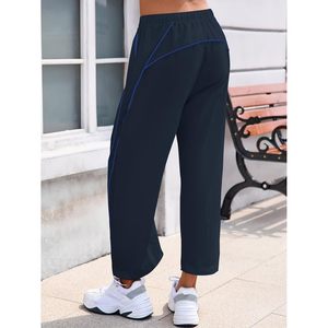 Pantalon large et court pour femme, taille élastique avec cordon de serrage, poches, respirant, décontracté, pour l'entraînement et la randonnée - Product Image 4