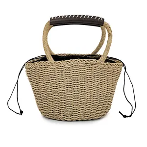 Manufacture wholesale 2023 women large reusable woven clutch beach straw bag