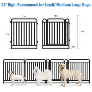 Valla de Ejercicio para Perros de Hierro Sólido Multipanel con Puerta de Entrada Segura, Diseño Moderno para Uso Interior/Exterior, para Cachorros - Product Image 6