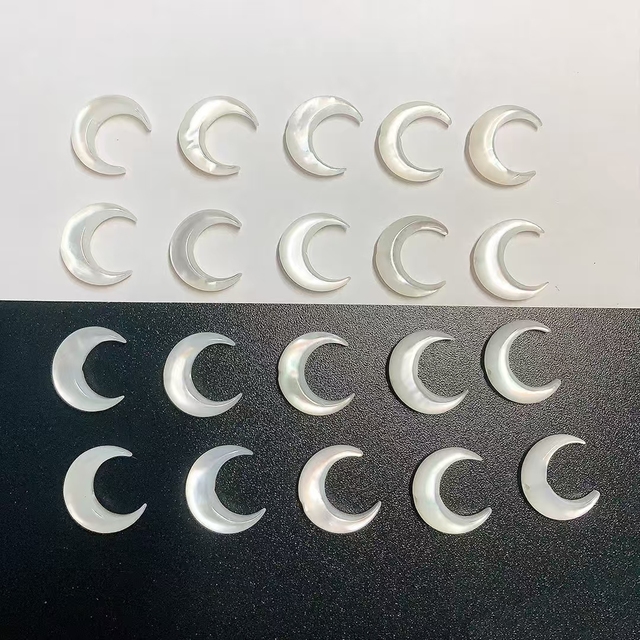 Wholesale 16-20mm Natural White Mother of Pearl Half Moon Shells, High Quality Seawater Shell Beads for Jewelry Making  DIY