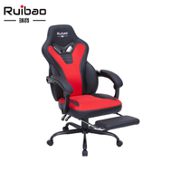 Chaise de jeu ergonomique pivotante rouge et noire Ruibao avec hauteur réglable et inclinaison pour les joueurs