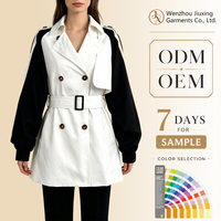 Gabardina de Mujer a la Moda, Bicolor, con Doble Botonadura y Cinturón, Estilo Urbano y Moderno