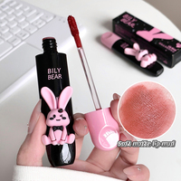 Vente en gros personnalisée BILY BEAR Cute Rabbit Matte Lip Mud 6 teintes, texture crémeuse douce, non desséchant, maquillage coréen pour les lèvres féminin