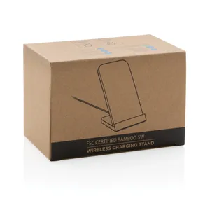 Supporto di ricarica wireless da 5W in bambù, gadget ecologici - Product Image 3