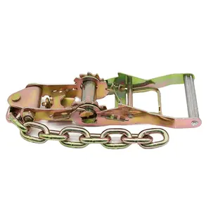 High Quality Zinc Plated Aluminum Handle Ratchet Buckle With Ring Chain For Cargo Control