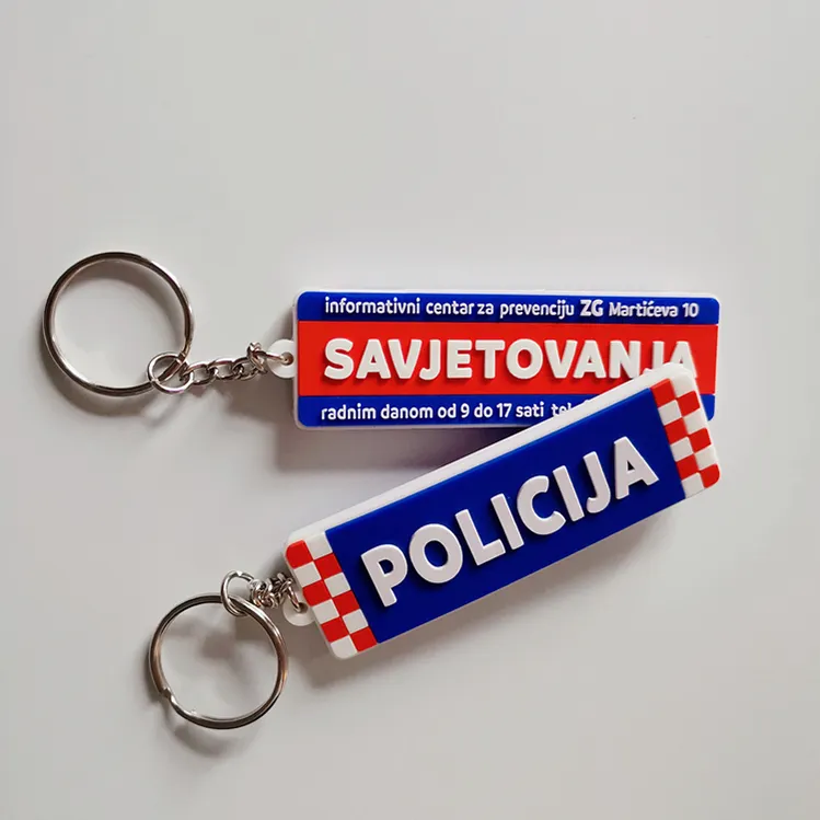 Ring Chain Keychain Promotional Gift 2D 3D PVC Rubber Brand Key Ring Key Chain Custom Logo Keychain