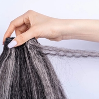 Extensions de cheveux crépus à pince droite Sel et poivre humains Grossier Yaki Straight Clip Ins Cheveux vierges brésiliens gris