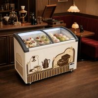 Congélateur à glace commercial 720L avec couvercle coulissant en verre, refroidissement direct, serrure de porte, congélateur horizontal pour restaurant