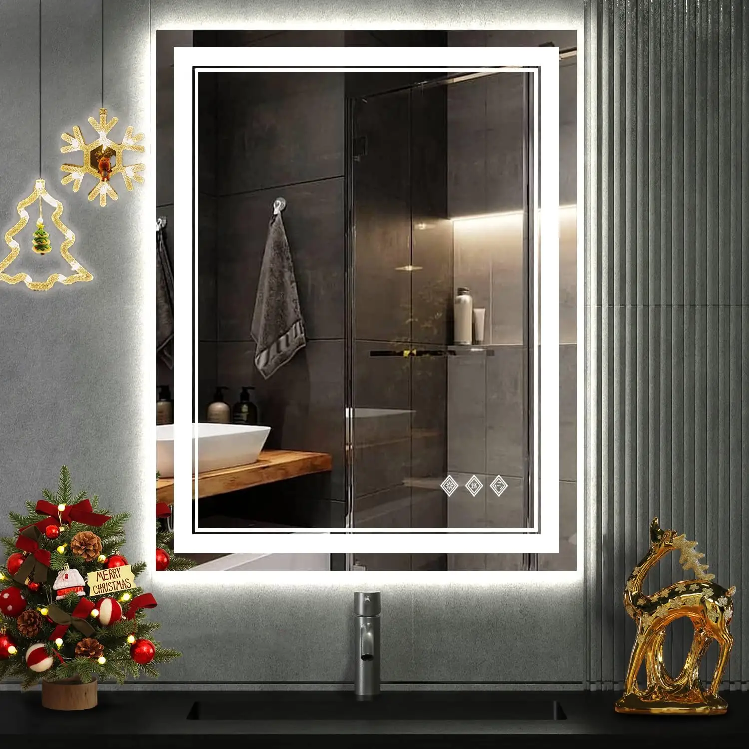 Современное светодиодное зеркало для ванной комнаты 3 вида цветов с регулируемой яркостью умное зеркало интеллектуальное настенное зеркало