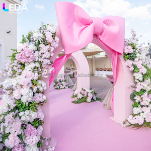 LEDA Ensemble de toile de fond de mariage en acrylique rose de haute qualité, en forme d'arche ronde, pour la décoration de fête de mariage - Product Image 3