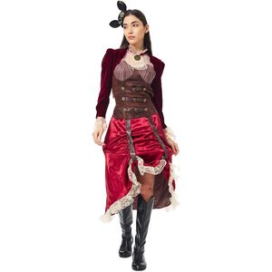 ชุดคอสเพลย์สตีมพังก์สำหรับผู้หญิง ชุดกำมะหยี่สไตล์เรอเนซองส์ ชุดโจรสลัดยุคกลาง ชุดคอสเพลย์ฮาโลวีน - Product Image 3