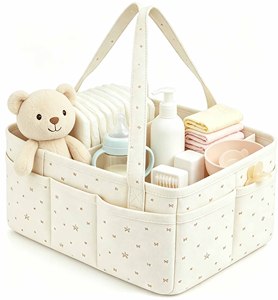 Cotton Baby Diaper Caddy Organizer with Handle Baby <b>Storage</b> Nappy Changing <b>Basket</b> Caddy Organizer Baby Diaper Caddy Organizer - Product Image 1