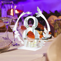 Marque-places en acrylique pour mariage, numéros de table 1-20, numéros de table dorés et argentés pour banquet de mariage, réception