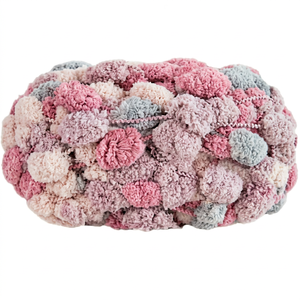 Pompons fantaisie de grande taille, multicolores, très demandés, 100% polyester, fils pour couvertures en pompons popcorn - Product Image 1
