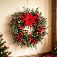 Guirlande de Noël, couronne de Noël, ornements, guirlande de fleurs artificielles, verdure, fleurs décoratives, couronnes et plantes