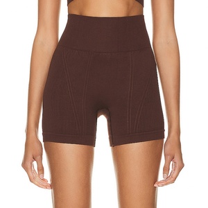 High Quality <b>Cross</b> Back Yoga <b>Tops</b> High Waist Ribbed Shorts Front Hollow Design Active Wear Set Plus Size OEM Supplied Breathable - Product Image 5
