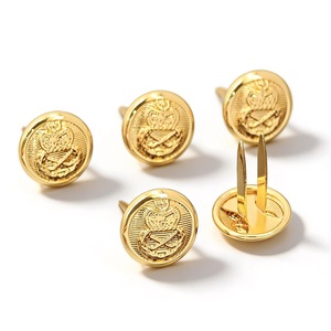 Gold Metal Shank <b>Buttons</b> with Embossed Logo Pattern Classic Round Design for Uniforms and Formal Wear - Product Image 3