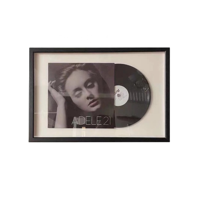 Customized High Quality Simplicity Wooden Black Vinyl Record CD Display Frame for Collection