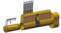 JIXIN Serrure de porte à mortaise cylindrique de profil européen de haute qualité, en laiton, 3 clés, finition brossée, entraxe 70 mm, Grade 1 ANSI