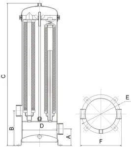 SS304 Stainless Steel Cartridge Filter Water Filter Housing For RO Water Treatment High Pressure