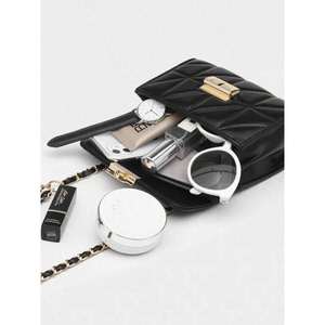 Borsa a tracolla a catena firmata da donna piccola quadrata a reticolo alla moda in pelle fodera in PVC a prova di acqua con chiusura a Zip lettera singola - Product Image 2