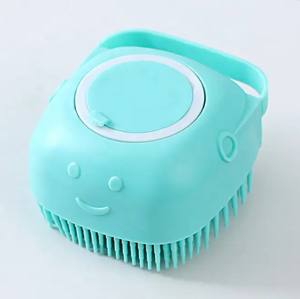 فرشاة استحمام للحيوانات الأليفة (كلاب وقطط) من البلاستيك الناعم بتصميم كرتوني مع موزع شامبو، أداة تدليك مهدئة للشعر القصير - Product Image 3