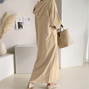 Abito lungo con cappuccio in felpa sottile autunnale, <span class=keywords><strong>vestito</strong></span> casual ampio taglie forti per donna - Product Image 3