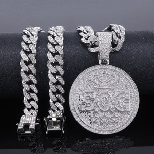 European American Style Hip-Hop Accessories SOG Letter Large Full Pendant Men's Punk Style <b>Cuban</b> <b>Chain</b> Necklace - Product Image 4