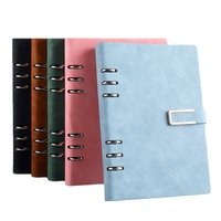 Carnet à anneaux A5, 80g, 100 feuilles, rechargeable, en cuir PU, personnalisable, pour réunions de bureau, avec fermeture à boucle