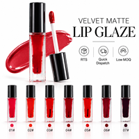 Teinte à lèvres mate douce RTS 7ml, 3-en-1 pour lèvres, joues et yeux, waterproof, longue tenue, 4 teintes, faible MOQ 2 pièces, vente en gros, logo personnalisé