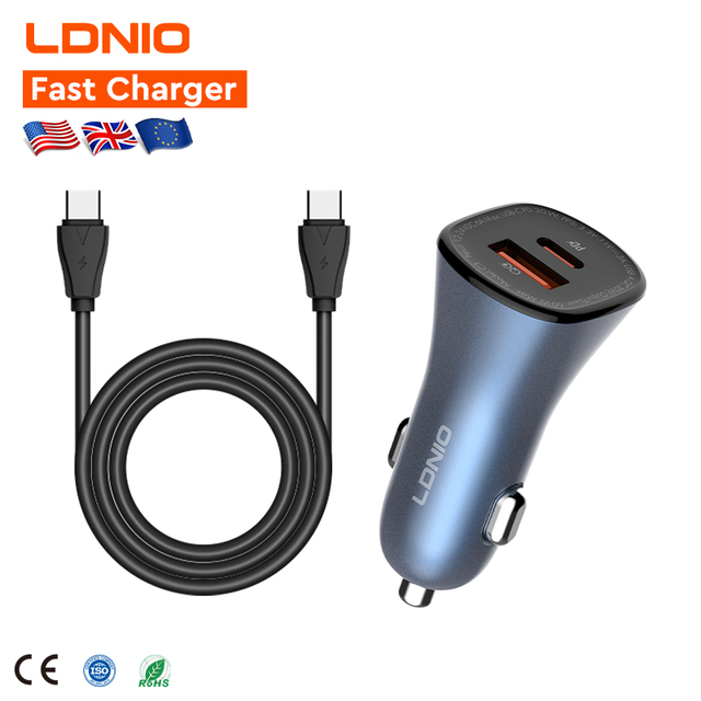 LDNIO C3 PD 60W Dual Port Fast Car Charger Mobile Phone Car Fast Charging Fast Charger for Phone Wholesale Price