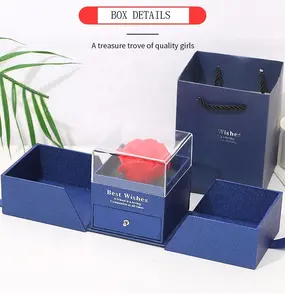 scatola di immagazzinaggio teddy bears Suppliers-GT 2022 caja de flores blu scuro creativo doppia porta rosa confezione regalo fiore eterno scatole di fiori rosa acrilico trasparente