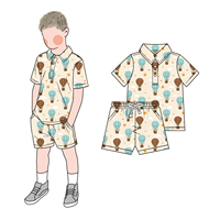 Little Glow Kids Summer Lightweight Boys Polo Top Shorts Set Ramah Kulit Bahan Sutra Susu Tampan Kasual Pakaian Sehari-hari