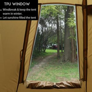 Grande <span class=keywords><strong>Tenda</strong></span> Tipi per 4-6 Persone con Foro per Stufa, <span class=keywords><strong>Tenda</strong></span> Piramidale in Tela Impermeabile per Campeggio Invernale, Bushcraft, Caccia, Pesca - Product Image 3