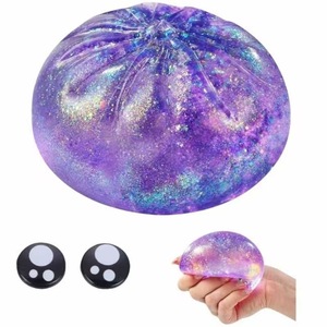 Jouet Squishy Boule de Sucre Scintillante, Jouet Anti-Stress à Presser en Forme de Boule de Maltose Liquide Transparente avec Paillettes Multicolores - Product Image 3