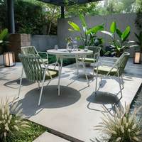 Ensemble de table basse et de chaises de jardin en aluminium et corde, résistant aux intempéries, pour hôtel et cour