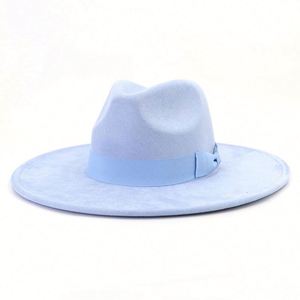 Nouveauté Automne Hiver Mode Femme Chapeaux Fedora en daim à large bord avec décoration en ruban - Product Image 3