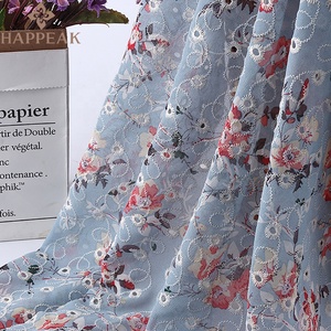 Happeak Tốt Nhất Bán Voan Hoa In Màu Đen Thêu Vải Màu Hồng Voan Thêu Vải Cho Váy Cưới - Product Image 6