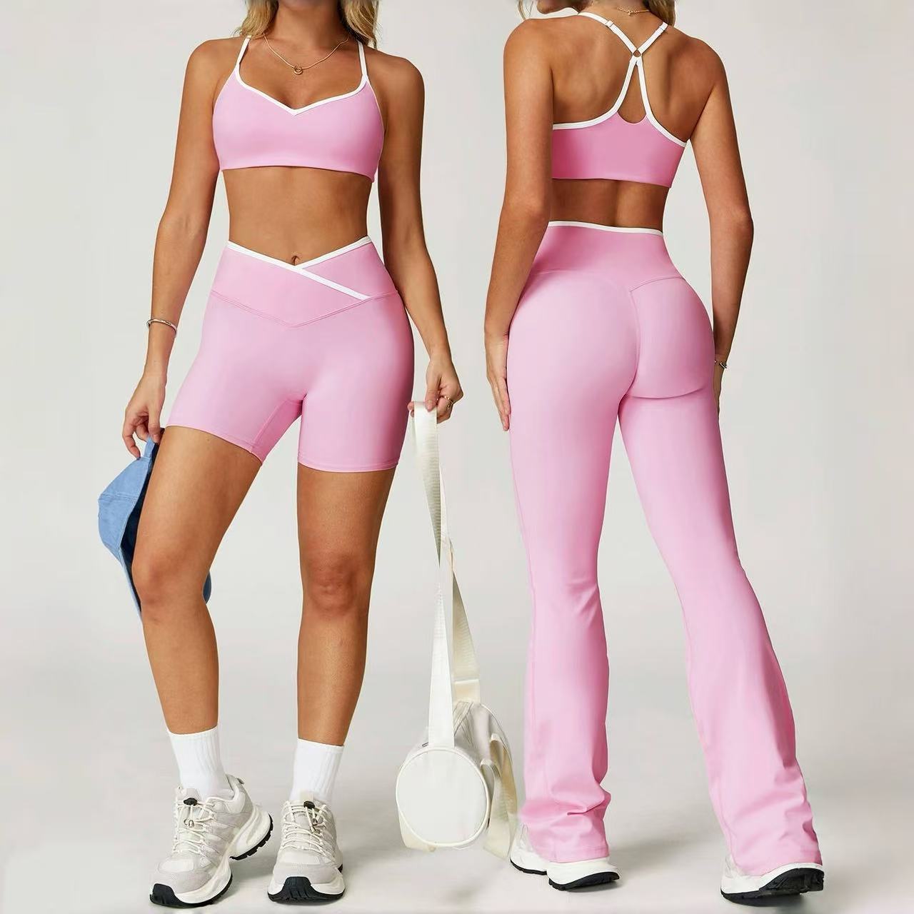 YanRuo Women's High-Waist 2-Piece Sports Suit Tight-Fitting Yoga Set Running Fitness Breathable Plus Size Elastic Lightweight