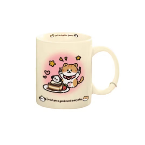 Taza de Agua de Cerámica con Tapa, Diseño Degradado Naranja, con Gatito y Cachorro Súper Lindos, Hecha a Mano, Duradera, 10 Piezas, Regalo de Cumpleaños de Alto Valor para Niñas - Product Image 5