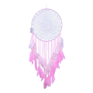 Atrapasueños Decorativo de Pared con Plumas Rosas, 40x120 cm, Estilo Bohemio, Diseño Circular Hecho a Mano - Product Image 1