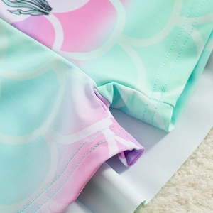 Ensemble de protection solaire sirène écologique et respirant pour filles, haut de bain à manches longues color block, jupe et short, ensemble deux pièces mignon - Product Image 6