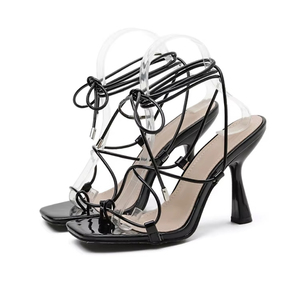 Sandalias de tacón bajo con cordones y punta cuadrada abierta, ligeras, con plantilla de goma y contrafuerte abierto, ideales para el verano - ¡Venta caliente! - Product Image 1