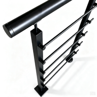 Système de balustrade tubulaire extérieur en acier inoxydable noir avec design moderne sans cadre pour escalier, terrasse et balcon